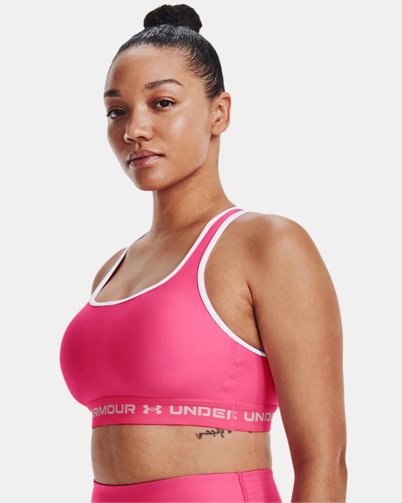 Damen Sport-BH Armour® Mid Crossback, Pink, pdpMainDesktop image number 2